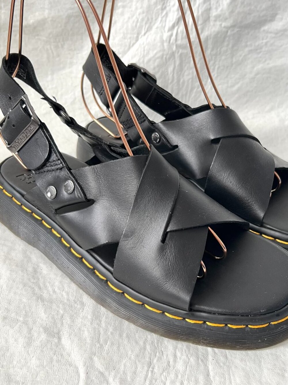 Dr Martens sandals black leather ankle strap Zane Brando mens 9 womens 10 flat